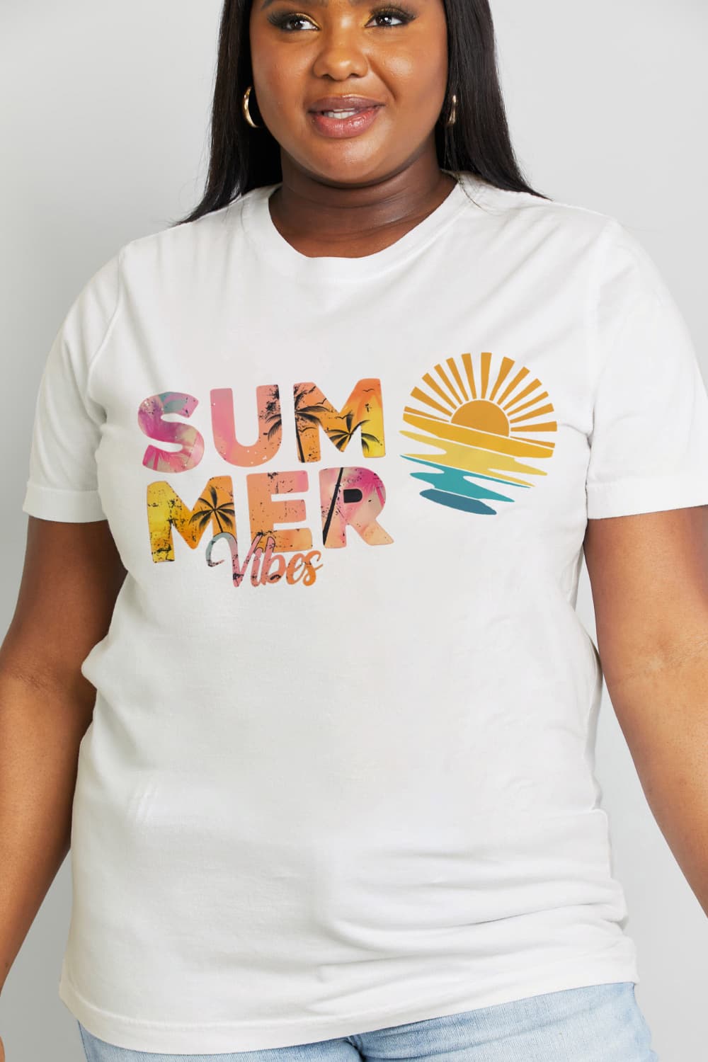 Simply Love Full Size SUMMER VIBES Graphic Cotton Tee-Jewearrings