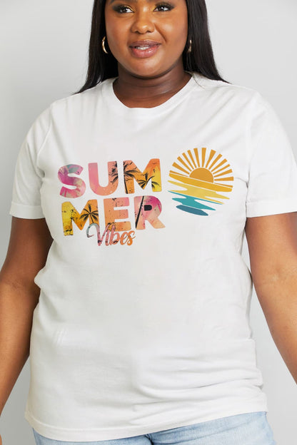 Simply Love Full Size SUMMER VIBES Graphic Cotton Tee-Jewearrings