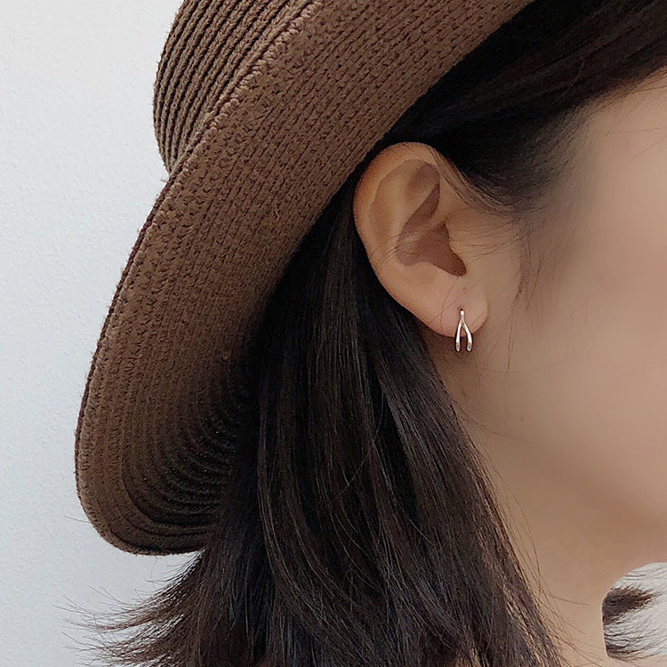 Simple And U-shaped Ear Acupuncture Temperament Silver Earrings-Jewearrings