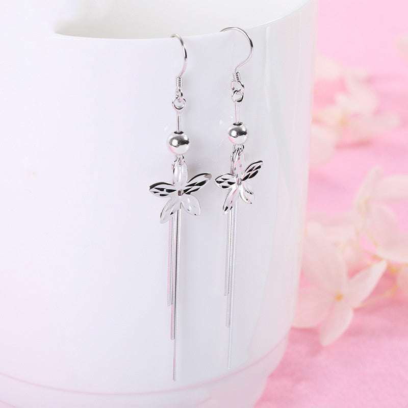 Sterling Silver S925 Daisy Flower Korea Dongdaemun Earrings-Jewearrings