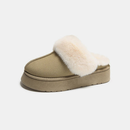 Center-Seam Furry Chunky Platform Slippers-Jewearrings