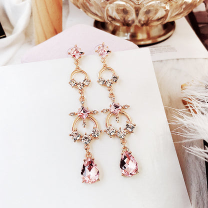 New 925 silver needle baroque style pink drop earrings-Jewearrings