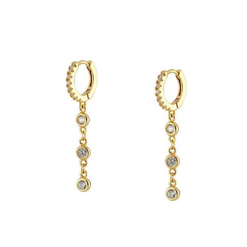 Sterling Silver Earrings Multi-Zircon Drop Earrings-Jewearrings