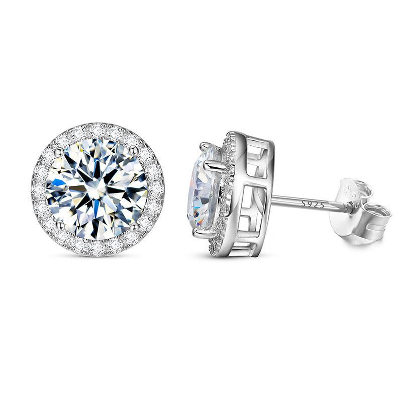 S925 Sterling Silver D Color Moissanite Classic Rock Sugar Earrings-Jewearrings