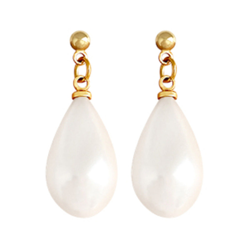 Vintage Water Drop Pearl Stud Earrings For Women Fashion-Jewearrings