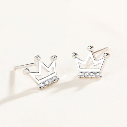 Crown stud earrings with diamonds-Jewearrings