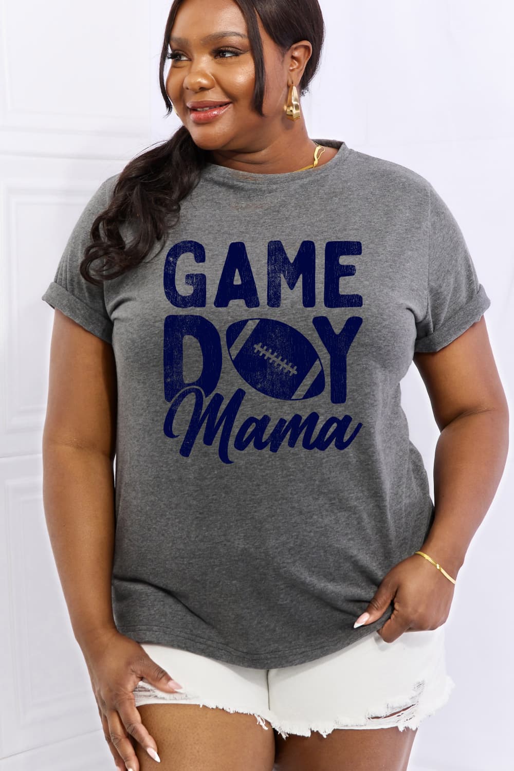 Simply Love Full Size GAMEDAY MAMA Graphic Cotton Tee-Jewearrings