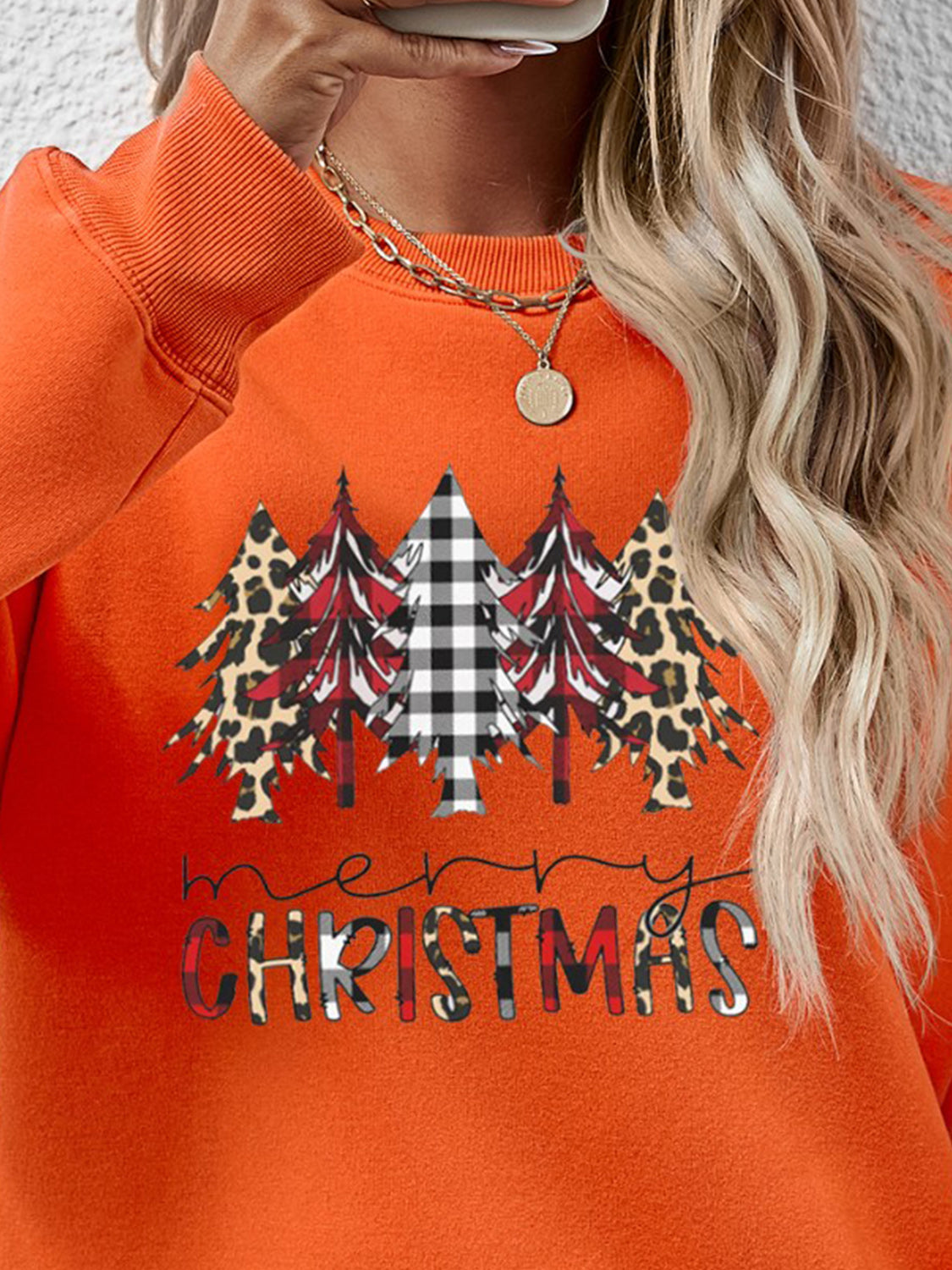 MERRY CHRISTMAS Round Neck Long Sleeve Sweatshirt-Jewearrings