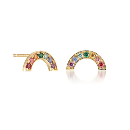 Sterling Silver Rainbow Stud Earrings Fashion-Jewearrings