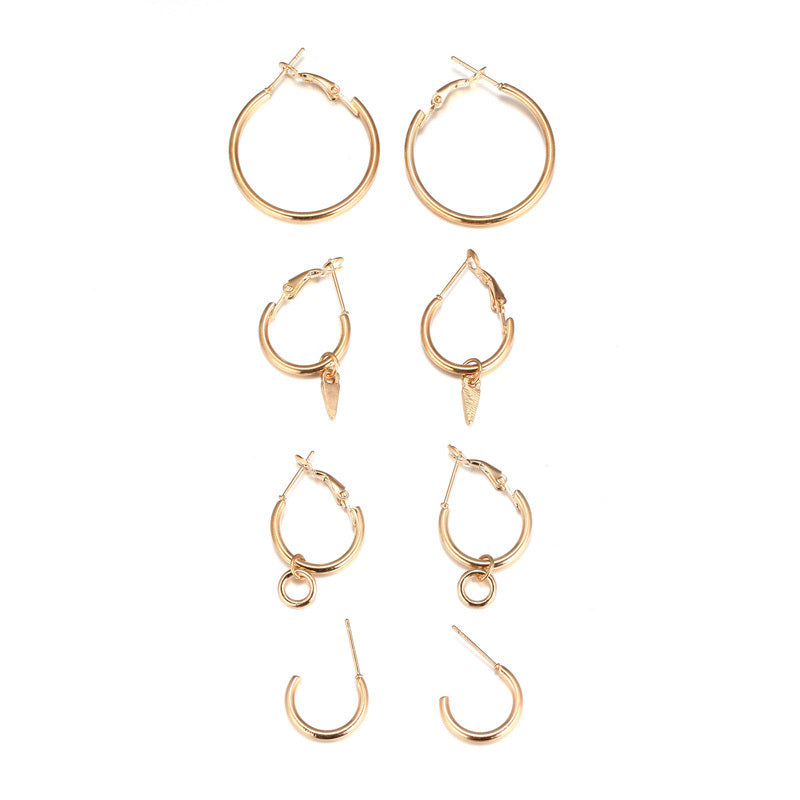 Metal Four-Piece Hoop Earrings-Jewearrings