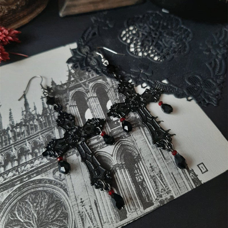 Diablo Ankh Cross Earrings-Jewearrings