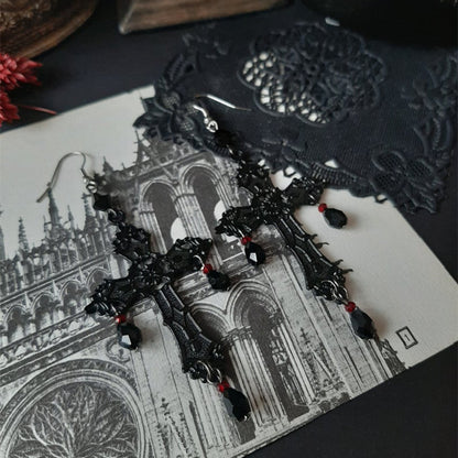 Diablo Ankh Cross Earrings-Jewearrings