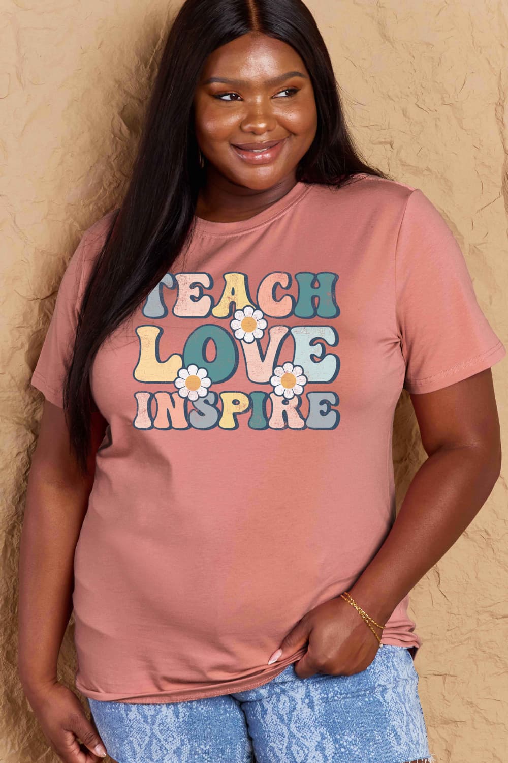 Simply Love Full Size TEACH LOVE INSPIRE Graphic Cotton T-Shirt-Jewearrings