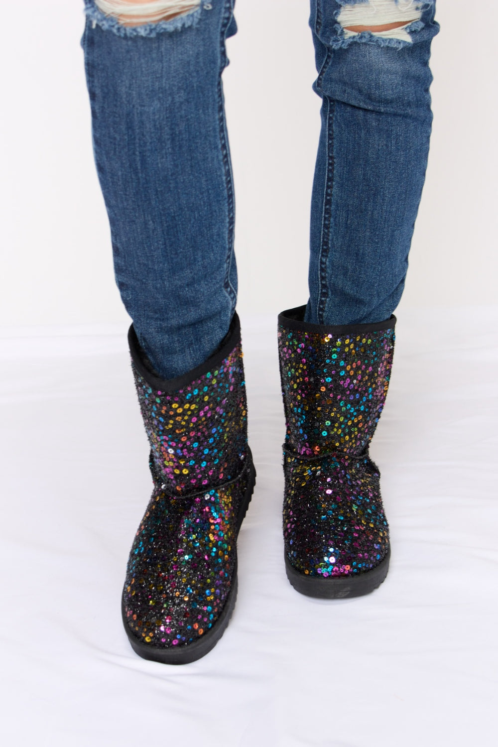 Forever Link Sequin Thermal Flat Boots-Jewearrings