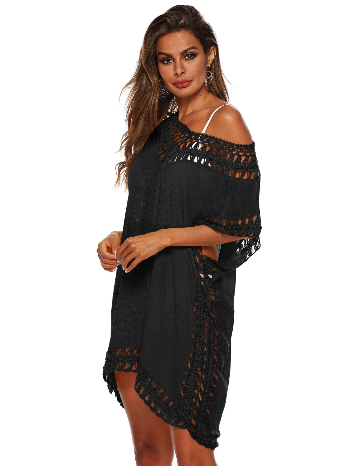 Cutout V-Neck Short Sleeve Cover-Up-Jewearrings