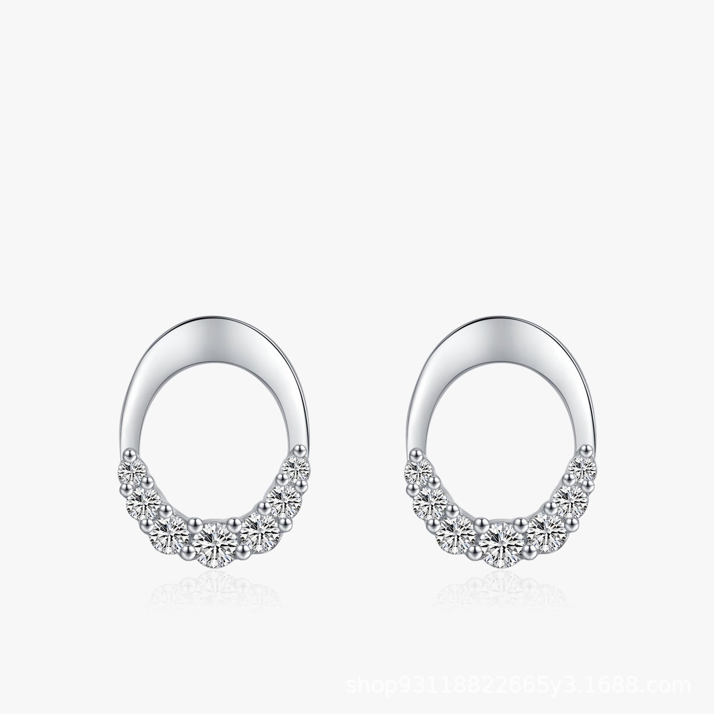 S925 Sterling Silver Oval Finely Inlaid Stud Earrings-Jewearrings