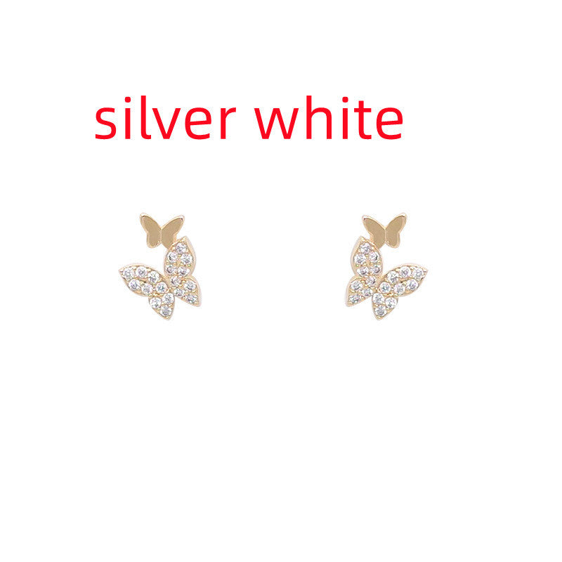 Women's Petite Mini 925 Sterling Silver Butterfly Earrings-Jewearrings