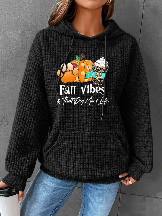 FALL VIBES Graphic Hoodie with Front Pocket-Jewearrings