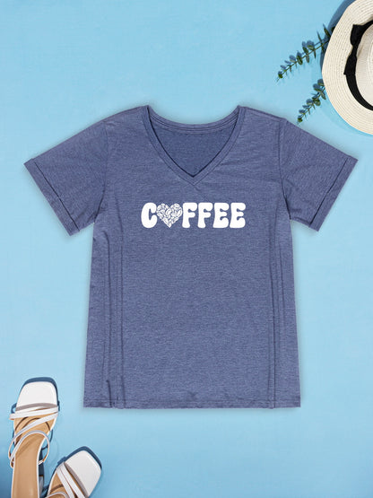 COFFEE V-Neck Short Sleeve T-Shirt-Jewearrings