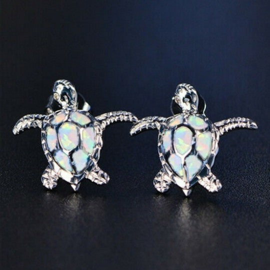 Opal Turtle Multicolor Stud Earrings-Jewearrings