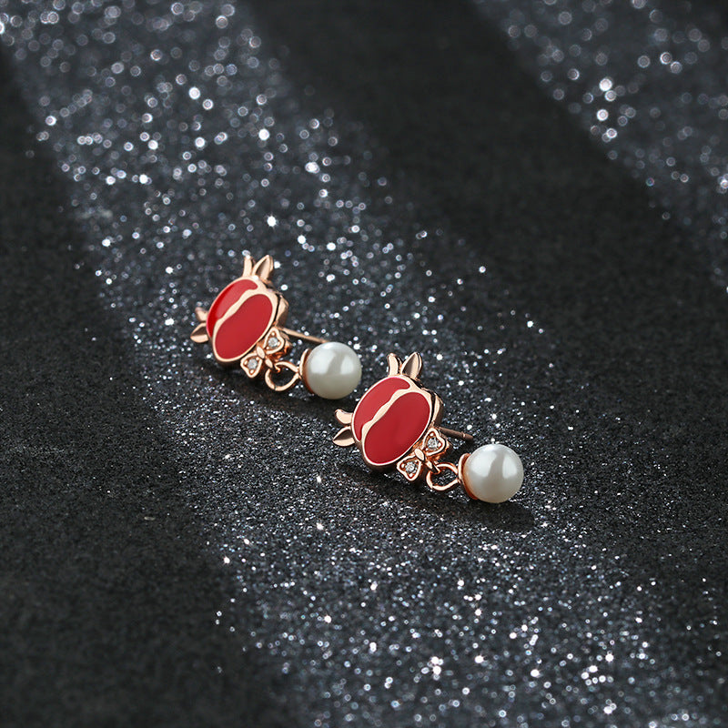 Pure Silver Earrings Female Korean Calf Earrings Freshwater Pearl Earrings-Jewearrings