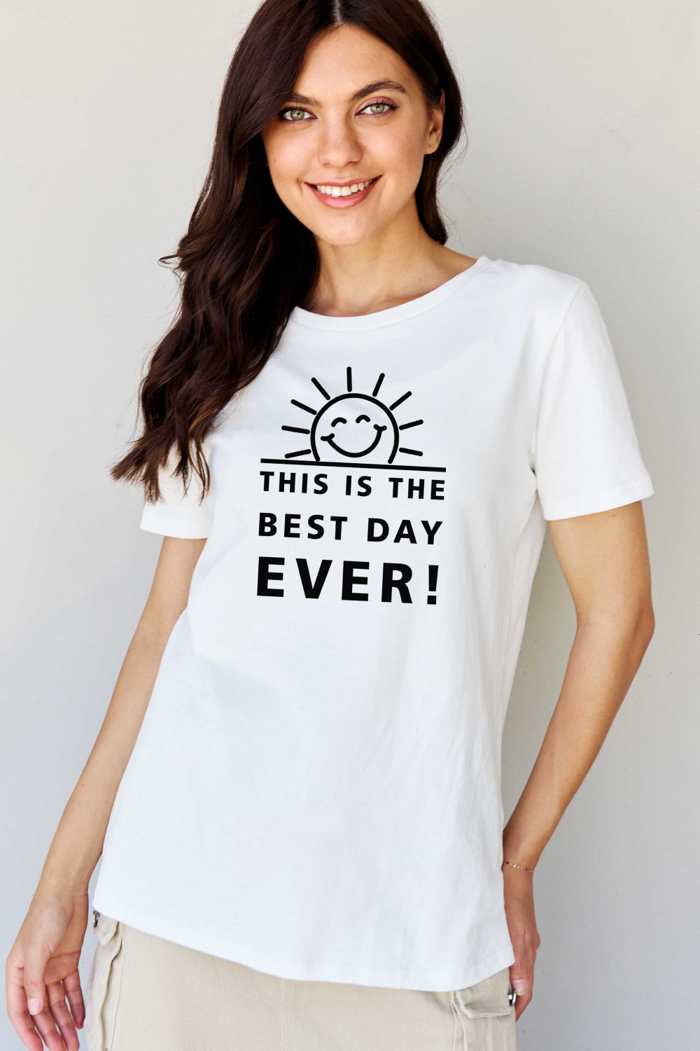 Simply Love Full Size THIS IS THE BEST DAY EVER! Graphic Cotton T-Shirt-Jewearrings