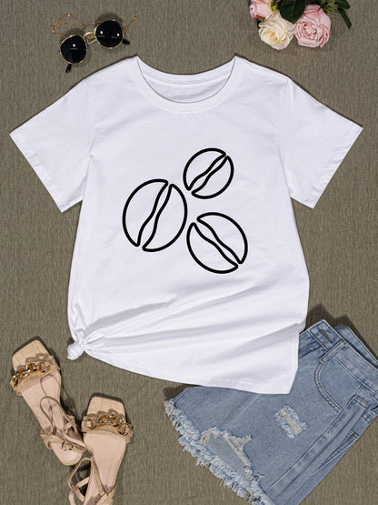 Coffee Bean Graphic Round Neck T-Shirt-Jewearrings