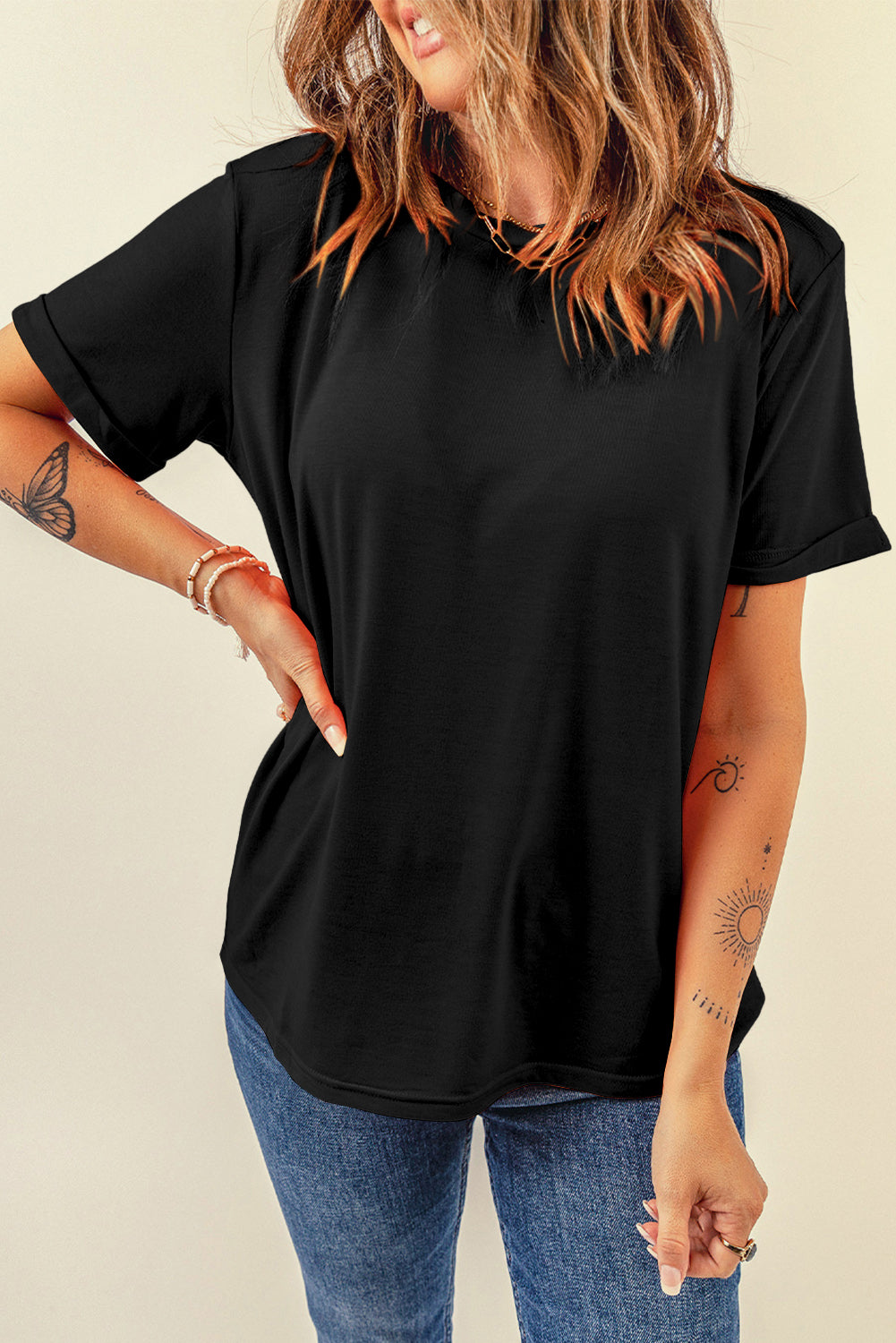 Round Neck Short Sleeve T-Shirt-Jewearrings