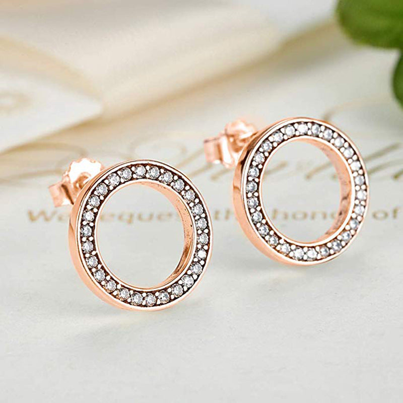 Sterling Silver Studded round round Earrings-Jewearrings