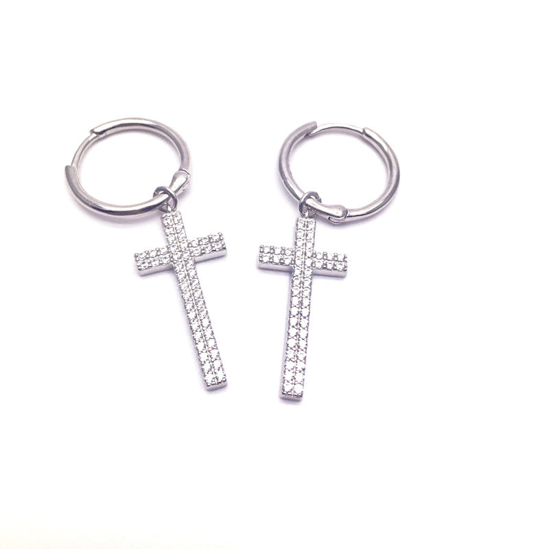 Silver Ring Cross Earrings-Jewearrings