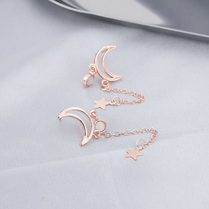 Trendy Earrings Rose Gold Lifting Star Moon-Jewearrings