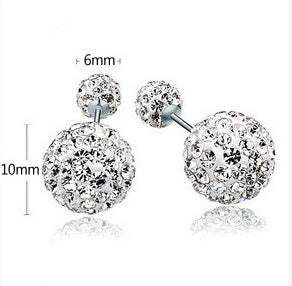 S925 sterling silver earrings Austrian rhinestones double-sided earrings-Jewearrings