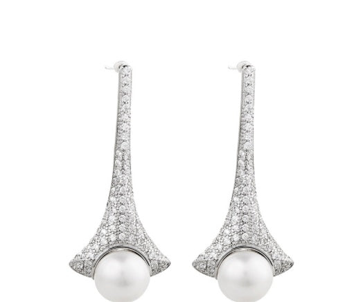 Natural Pearl Earrings Pure Silver Women's Earrings-Jewearrings