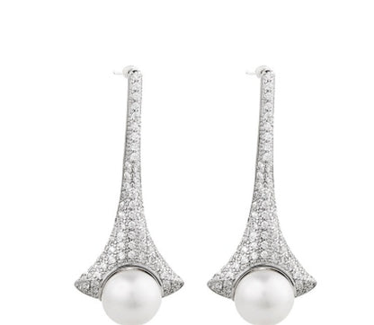 Natural Pearl Earrings Pure Silver Women's Earrings-Jewearrings