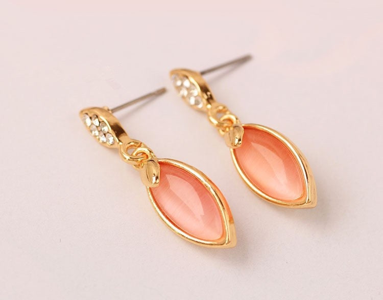 Simple opal boutique earrings High-end gift box-Jewearrings