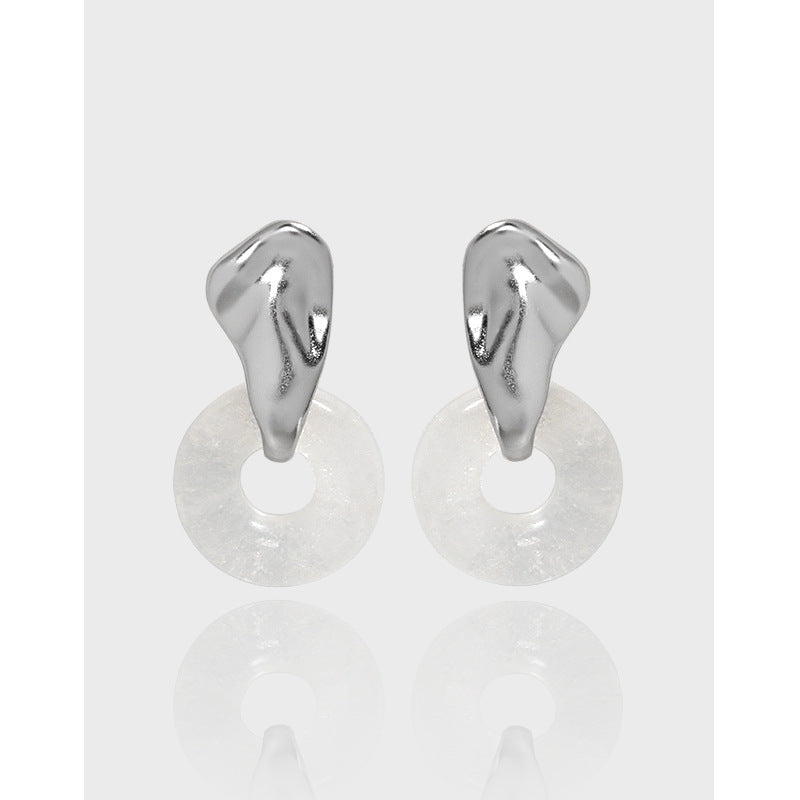 Niche White Crystal S925 Sterling Silver Stud Earrings-Jewearrings