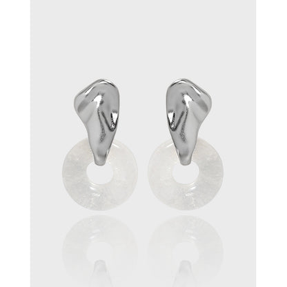 Niche White Crystal S925 Sterling Silver Stud Earrings-Jewearrings