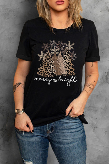 Christmas Tree Graphic Short Sleeve T-Shirt-Jewearrings