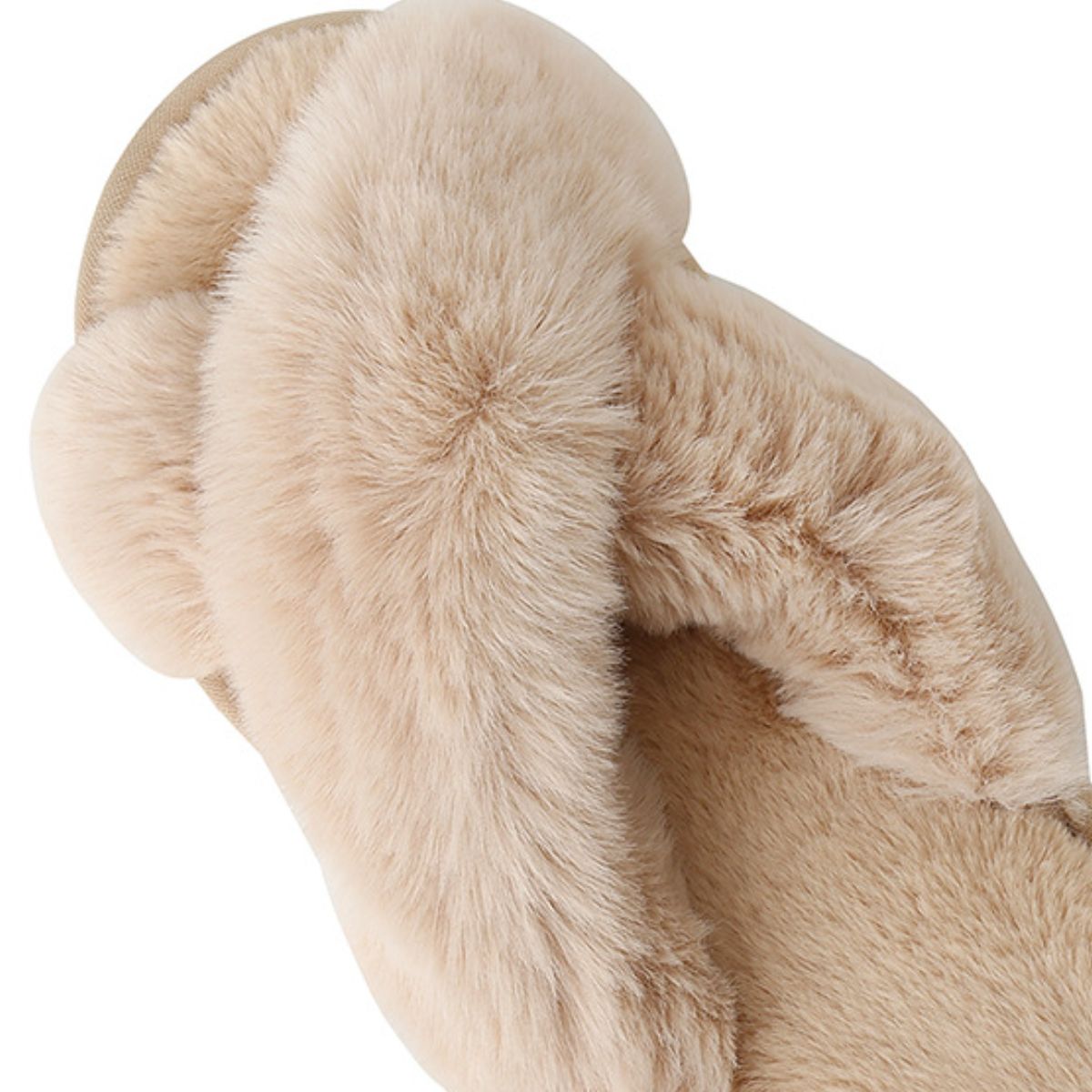 Faux Fur Crisscross Strap Slippers-Jewearrings