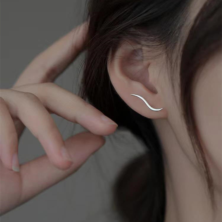 Women's Fashion Sterling Silver Streamline Stud Earrings-Jewearrings