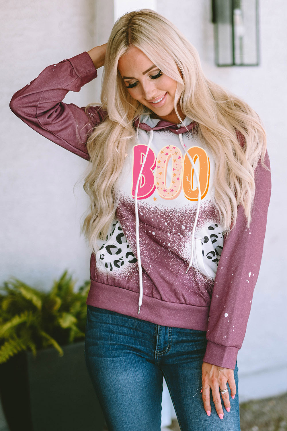 BOO Leopard Long Sleeve Hoodie-Jewearrings