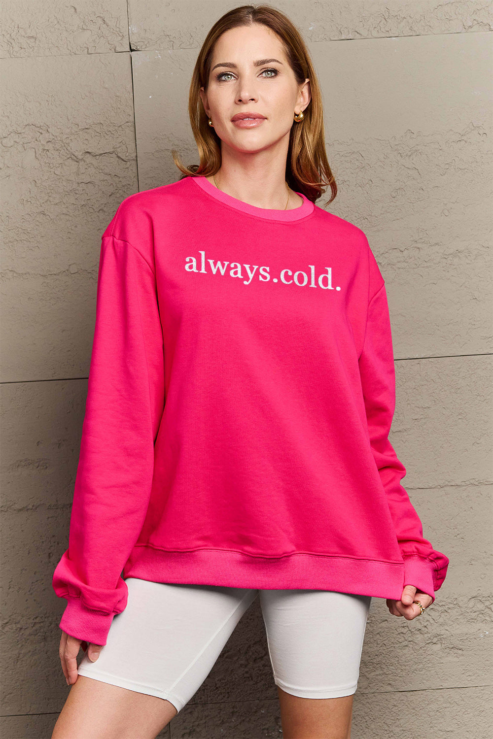 Simply Love Full Size ALWAYS.COLD. Graphic Sweatshirt-Jewearrings