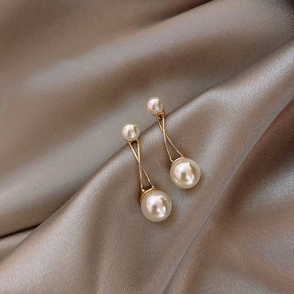 Silver needle cross Pearl Earrings-Jewearrings