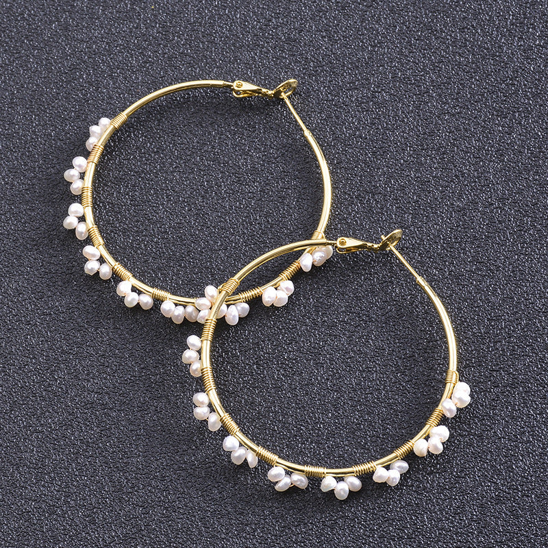 Tamsui Pearl Fashion Temperament Court Earrings-Jewearrings