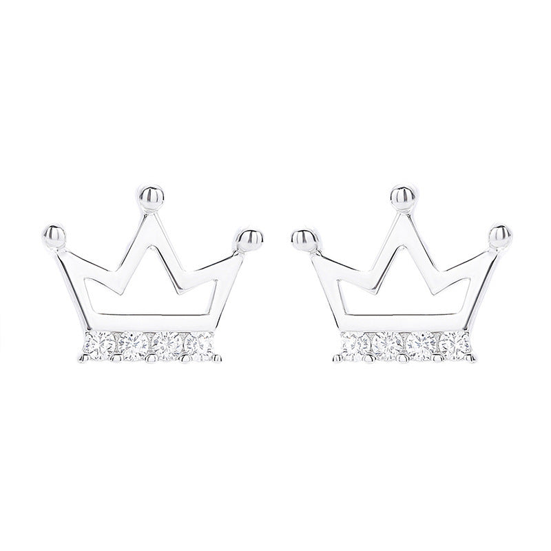 Crown stud earrings with diamonds-Jewearrings