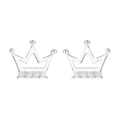 Crown stud earrings with diamonds-Jewearrings