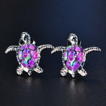 Opal Turtle Multicolor Stud Earrings-Jewearrings