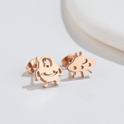 Cute Elf Animal Stud Earrings For Women Ins Style Personalized Earclip-Jewearrings