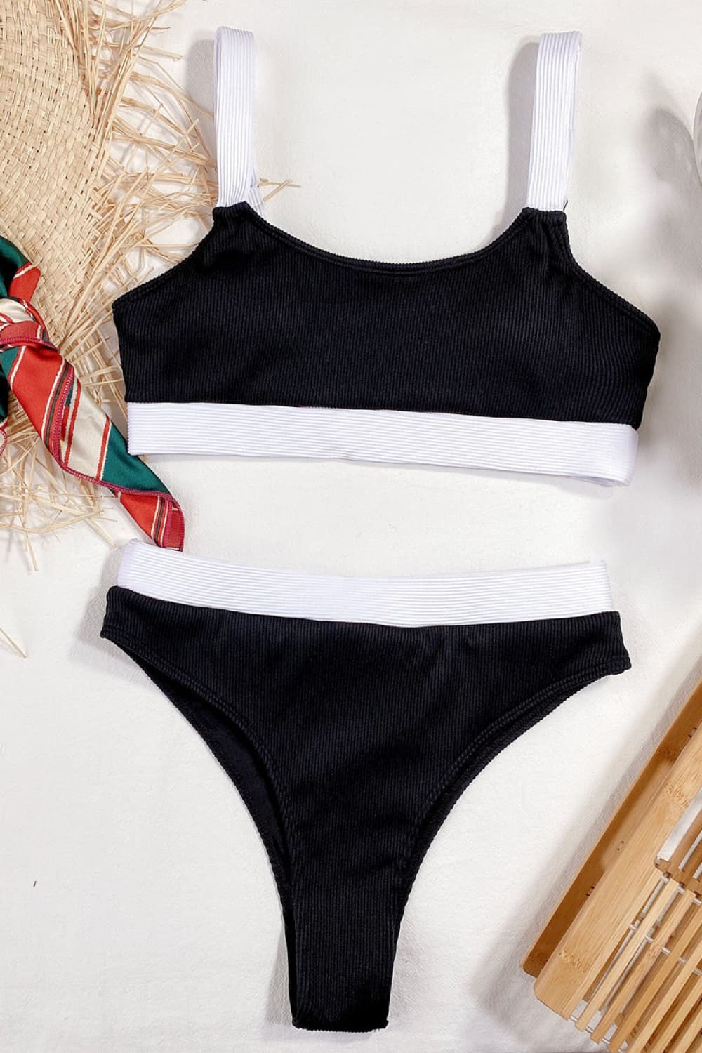 Color Block Scoop Neck Bikini Set-Jewearrings