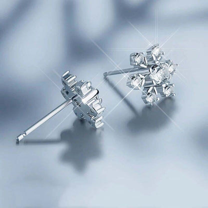 S925 sterling silver simple snowflake earrings-Jewearrings